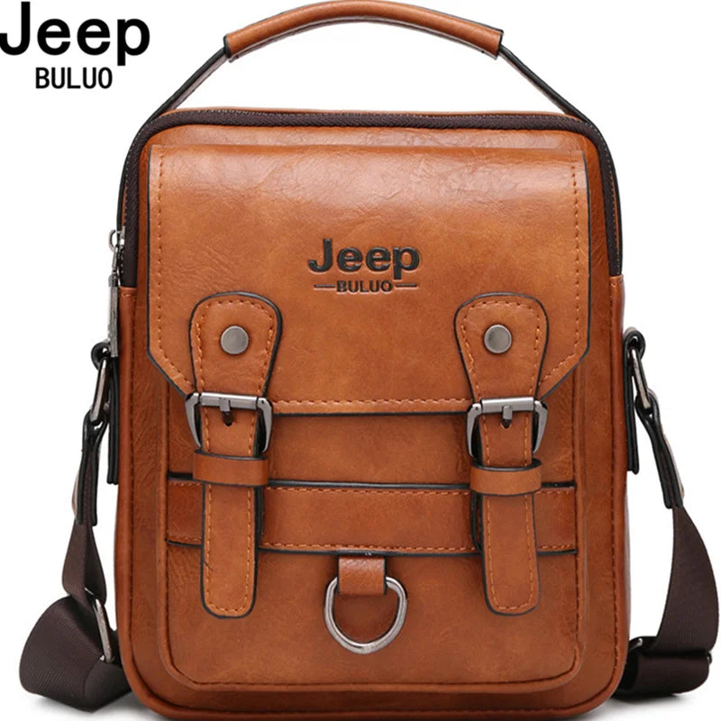 JEEP BULUO Herren Leder Messenger Bag – Multifunktionale Business-Umhängetasche mit Großer Kapazität
