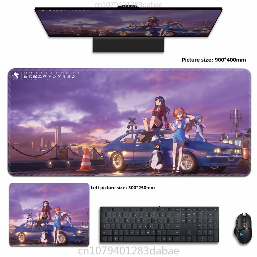 Asuka Langley XXL Anime Tapis de souris en cuir PU – Tapis de souris de jeu étanche au design Neon Genesis Evangelion