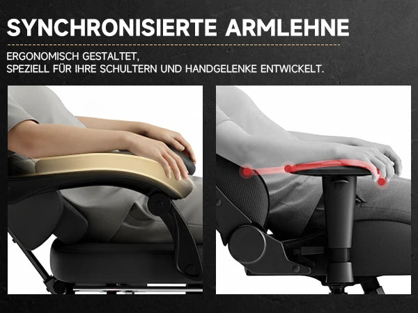 Ergonomischer Gaming-Stuhl aus Leder mit Massagefunktion & Fußstütze – Belastbar bis 150 kg, verstellbarer Gamer- & Bürostuhl für PC & Office