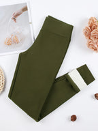 Damen Winter Lederleggings High Waist – Gefütterte Thermo Leggings mit Samt-Fleece, warm & elastisch