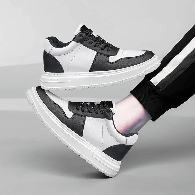 Zapatillas deportivas de lujo para hombre con elevador – Zapatillas de cuero con altura de 8 cm, zapatillas deportivas informales atmungsaktive
