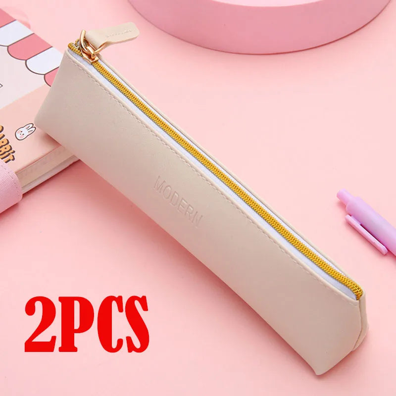 PU Leder Stifteetui mit Reißverschluss – Vintage Mini Federmäppchen für Schule &amp; Büro 