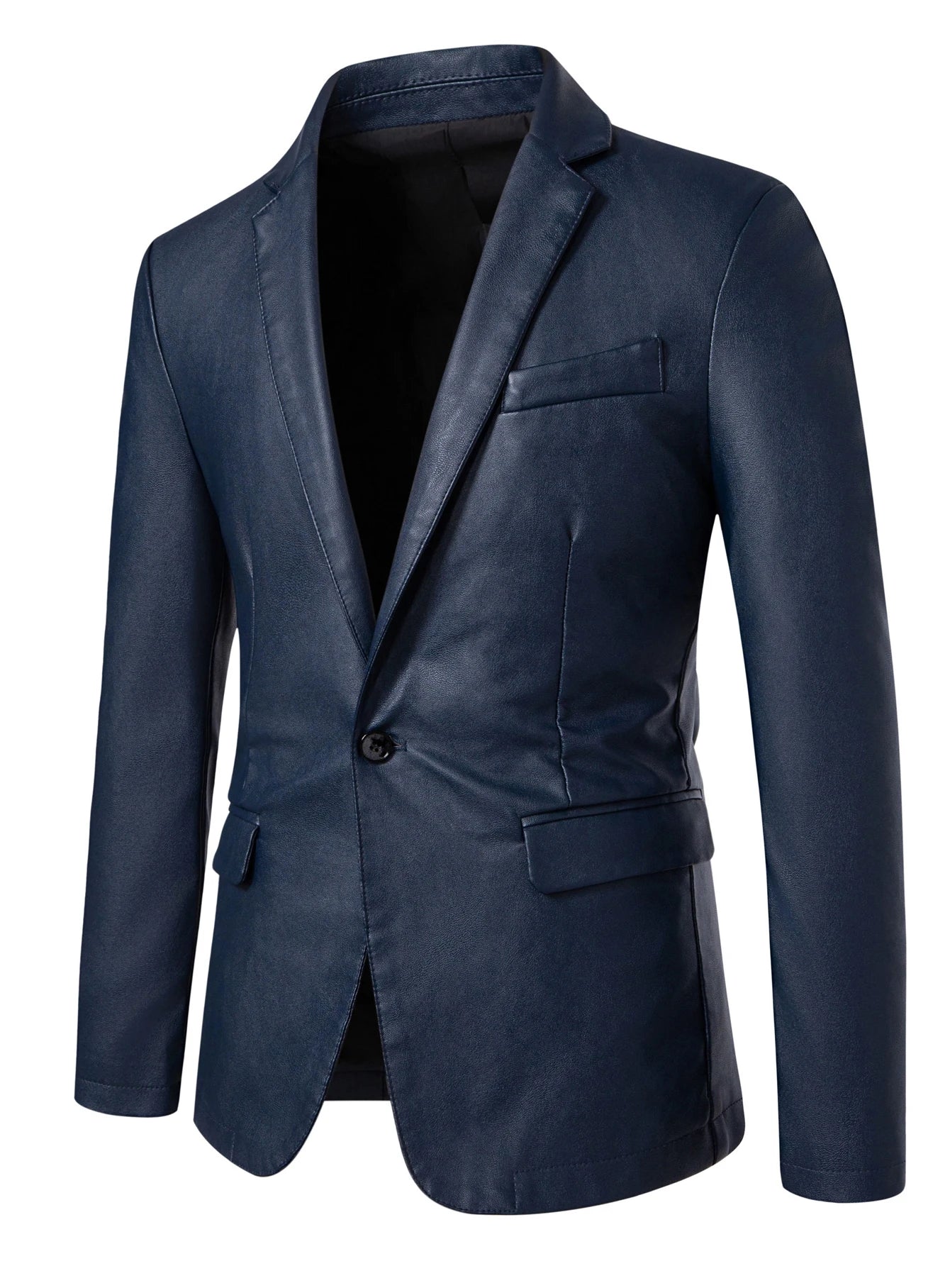 Herren PU Lederjacke im Slim Fit – Casual Blazer aus hochwertigem Kunstleder für Frühling & Herbst