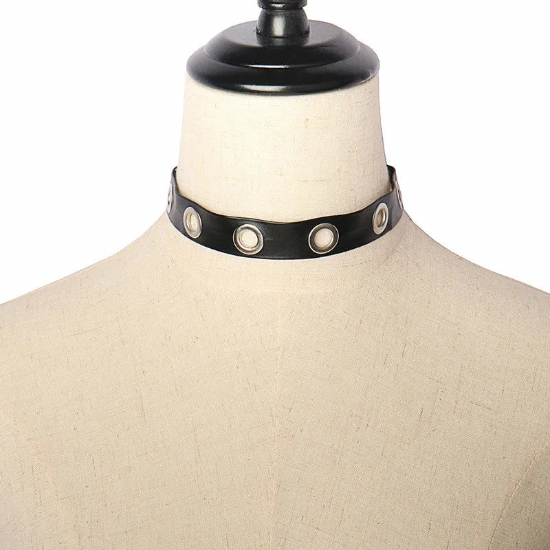 Gothic Rund-Choker aus schwarzem PU-Leder – Punk Halsband mit Ring für Damen, Cosplay & Party Schmuck