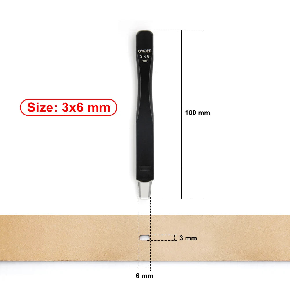 OWDEN Oblong Lederloch Stanzen Set – Ovale Hohlstanzer aus High-Carbon-Stahl für Gürtel, Riemen & Lederarbeiten (19 Größen)
