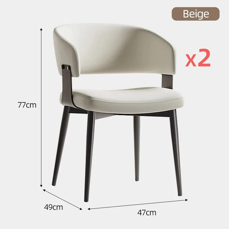 Moderne Leder-Esszimmerstühle mit umlaufender Rückenlehne – Elegante Luxus-Küchenstühle mit Stahlbeinen für Wohnzimmer, Café & Restaurant