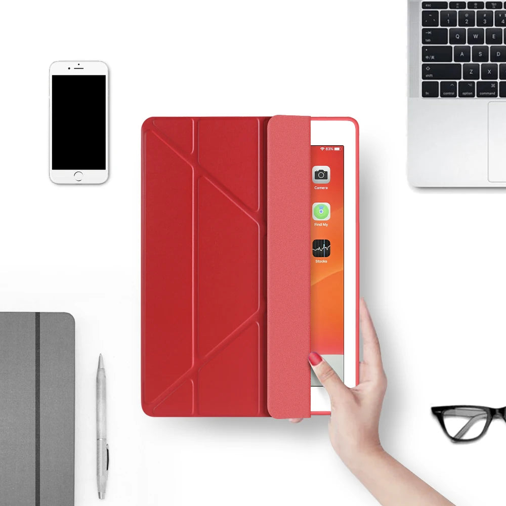 Premium Leder iPad Hülle mit Silikon-Backcover – Slim Smart Case mit Auto Wake/Sleep & Standfunktion für iPad 9.7–10.9 Zoll