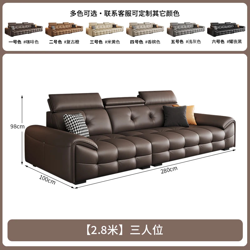 Italienisches modernes Ledersofa für das Wohnzimmer – Minimalistisches Relax Sofa aus echtem Leder mit Latex-Polsterung