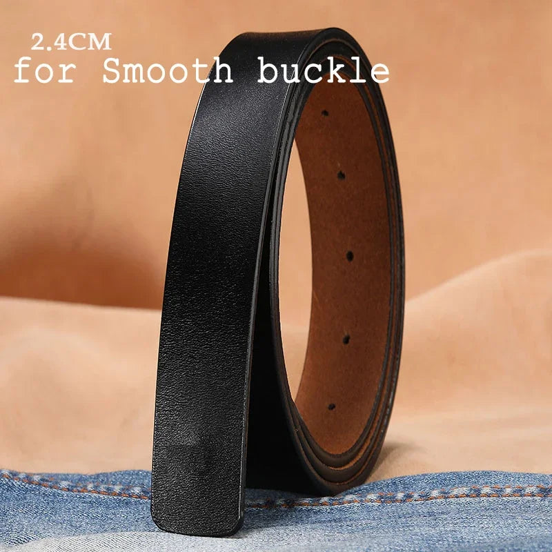 2.8cm 3.0cm 3.3cm 3.5cm 3.8cm Leather Belt Body No Buckle for Smooth Automatic Pin Buckle Belt Strap Without Buckle Men Women