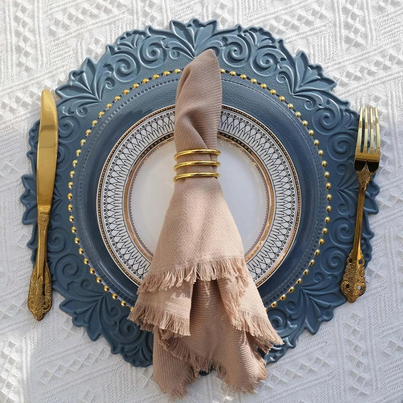 Runde schwarze Kunstleder Tischsets – Geprägte Luxus-Platzmatten, wasserdicht & rutschfest für Esstisch, Café & Küche (1/2/6 Stück)