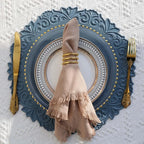 Runde schwarze Kunstleder Tischsets – Geprägte Luxus-Platzmatten, wasserdicht & rutschfest für Esstisch, Café & Küche (1/2/6 Stück)