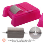 Quadratisches Lederkanten-Farbroller Set - Profi Oil Edge Box Werkzeug mit Zahnrädern für saubere Lederkanten (Rosé-Rot) 