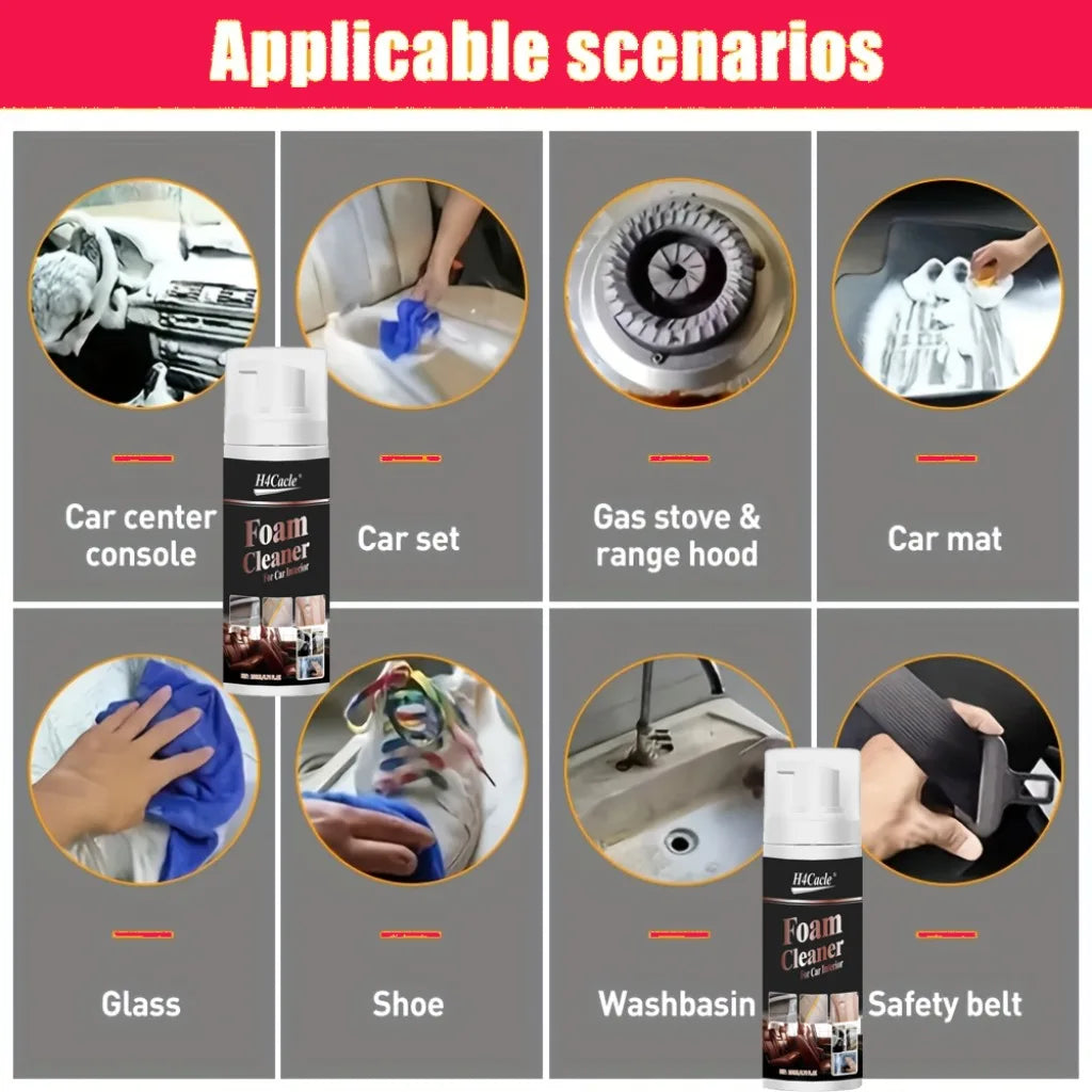 H4Cacle Multifunktionaler Schaumreiniger – Auto Innenraum &amp; Lederpflege, Fleckenentferner für Haushalt &amp; Fahrzeug 