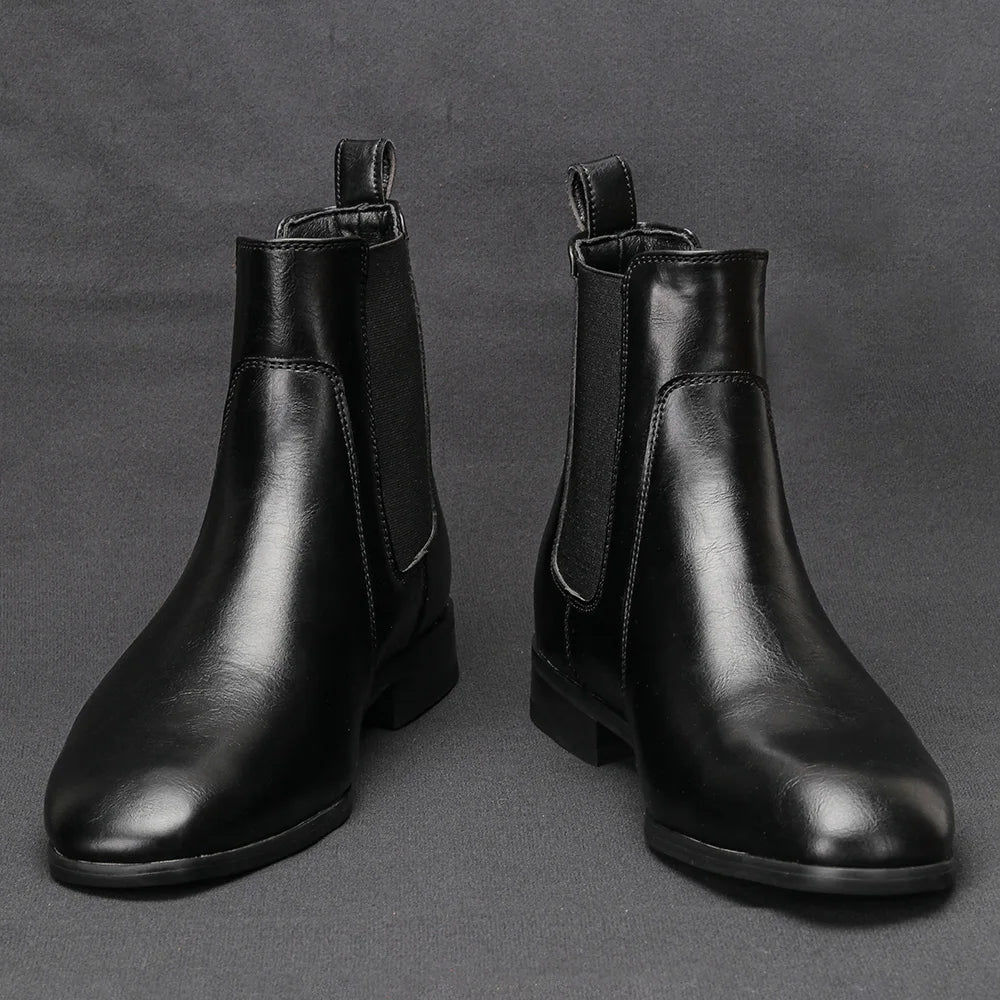 hecrafted Herren Chelsea Boots 2024 – Komfortable Retro Lederstiefel mit Elastikband, Größen 40-46
