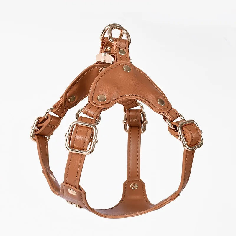 Weiches Leder Hundegeschirr mit Leine – Verstellbares, gepolstertes Brustgeschirr-Set für kleine & mittelgroße Hunde
