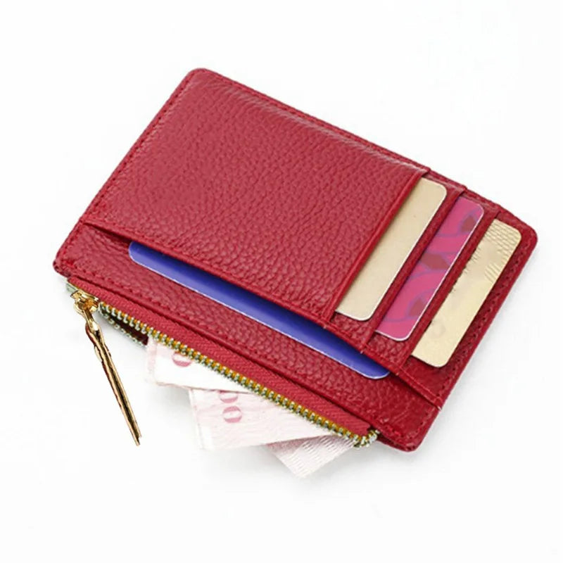 STACEYO Mini Wallet aus PU-Leder – Ultra-dünner Kartenhalter mit Reißverschluss &amp; Münzfach für Damen &amp; Herren 