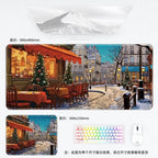 Weihnachtliche XXL PU Leder Schreibtischunterlage - Alfombrilla de ratón con dibujos animados Kawaii para ordenador, teclado y portátil 