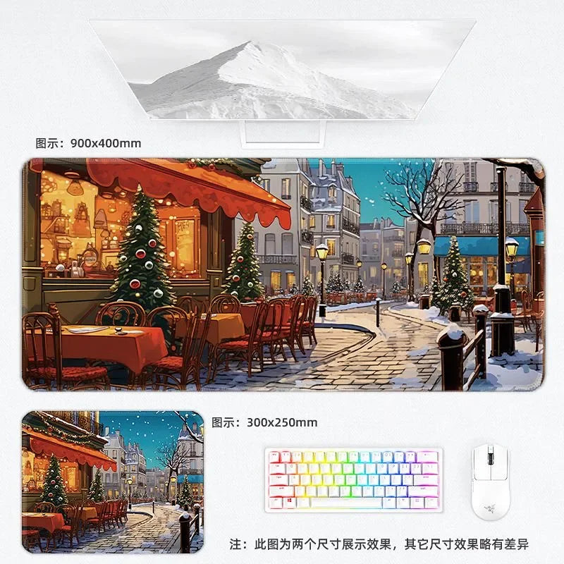 Weihnachtliche XXL PU Leder Schreibtischunterlage – Kawaii Cartoon Mousepad für Computer, Tastatur & Laptop