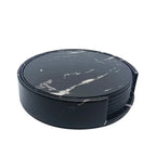 6er Set hitzebeständige PU Leder Untersetzer in Marmor-Optik – Runde Kaffee- & Teeunterlagen in Schwarz/Weiß, pflegeleicht & modern