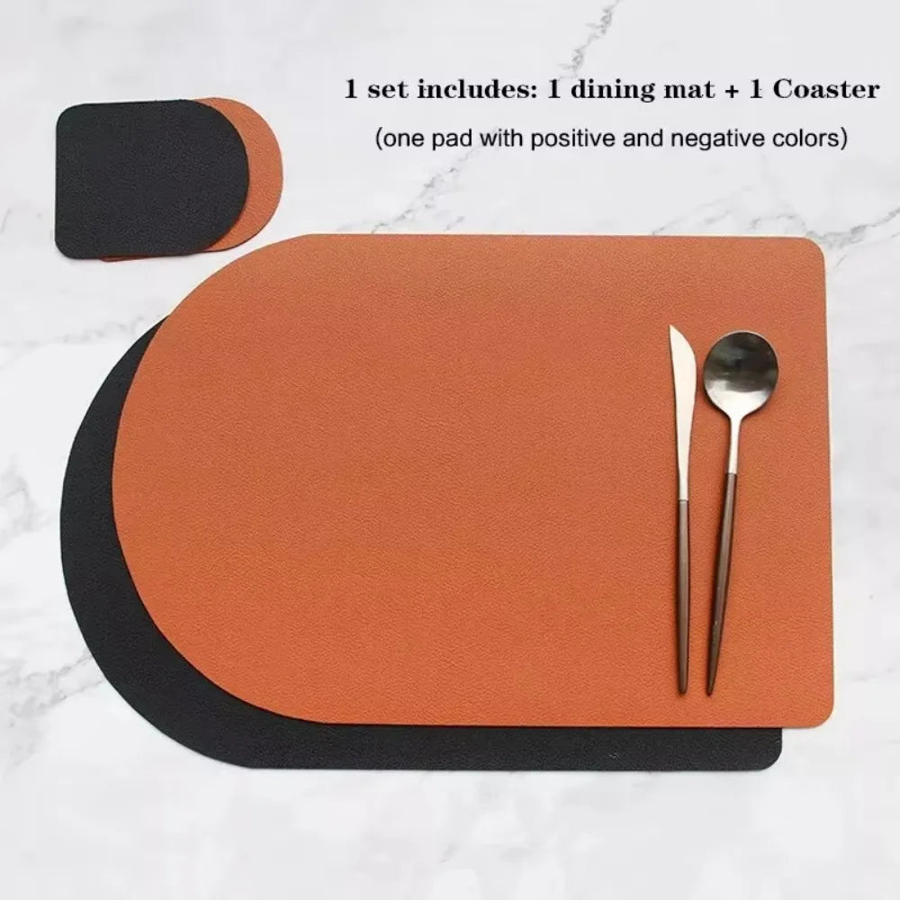 Runde Kunstleder Tischsets & Untersetzer – Rutschfeste, beidseitige Platzmatten im europäischen Stil für Restaurant, Hotel & Zuhause