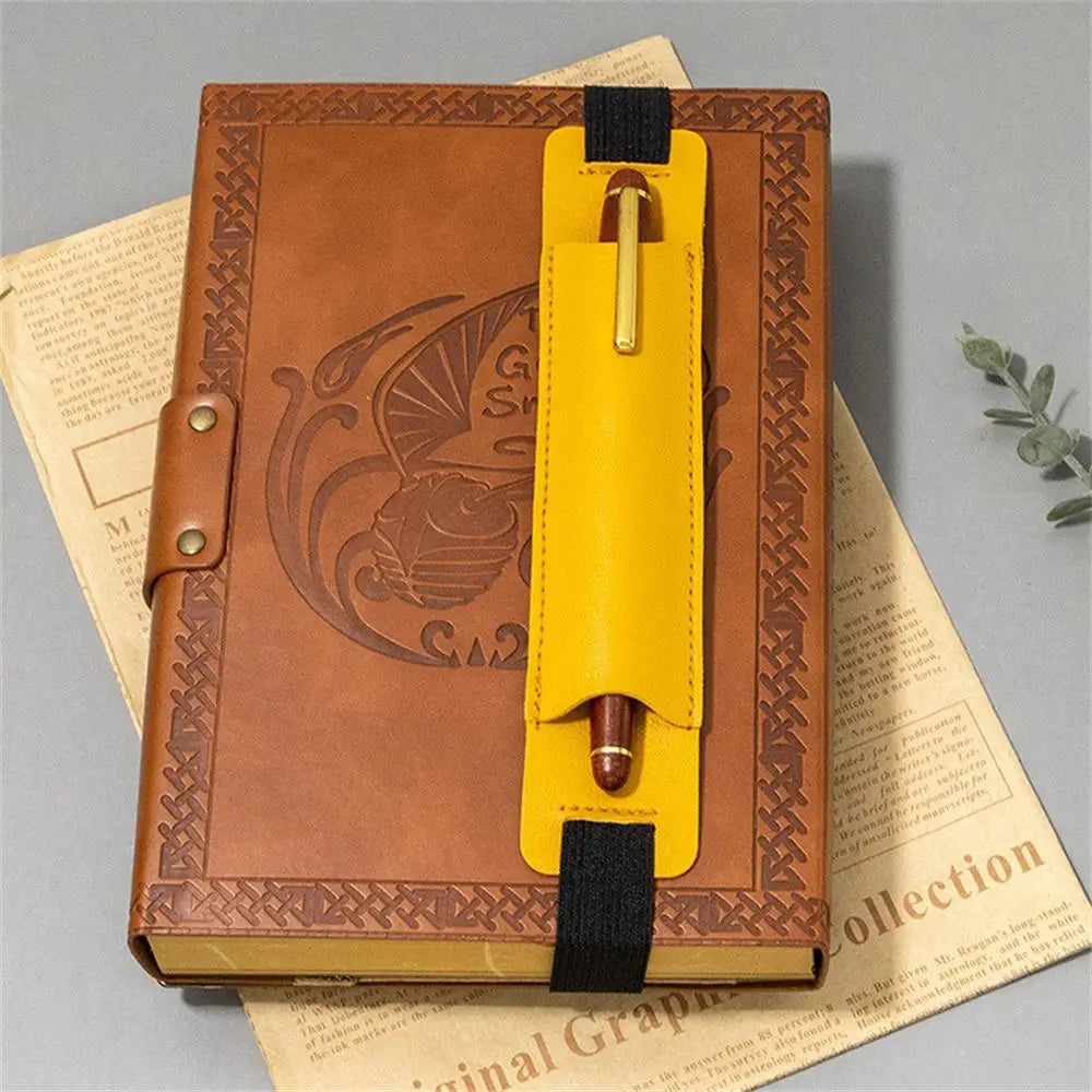 Support en cuir PU avec étui de transport – Support élégant avec bandes élastiques pour bureau, planificateur et carnet de notes 