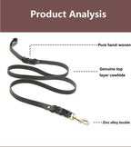 Geflochtene Leder Hundeleine – Lange, robuste Trainings- & Spazierleine für mittelgroße und große Hunde in Schwarz