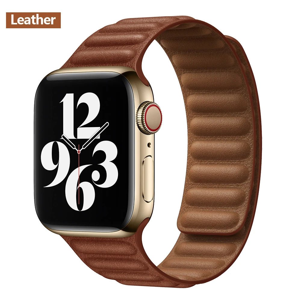 Magnetisches Lederarmband für Apple Watch – Original Leather Loop Strap 38–49 mm für Series 3–11, SE & Ultra 2