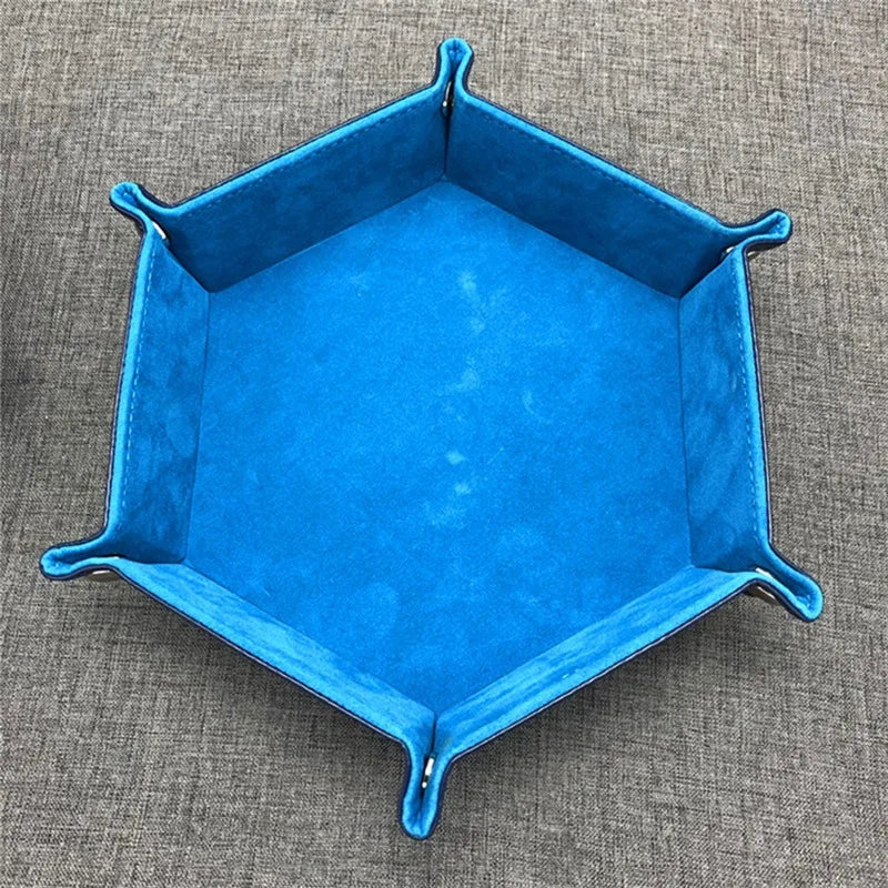 Plateau à dés hexagonal pliable en cuir PU – Würfelschale für RPG, Tabletop &amp; Brettspiele | Vielseitige Aufbewahrungsbox 