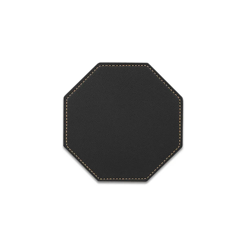 Individueller PU-Leder Untersetzer mit Logo – Achteckiger Kaffee- &amp; Tassenuntersetzer im nordischen Stil | Résistant à l'eau et moderne 