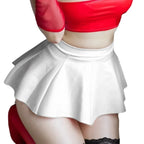 Damen PU Leder Falten-Minirock – High-Waist A-Linie in Lederoptik, figurbetonter Clubwear Rock für Party & Night-Out (Modell 449B)