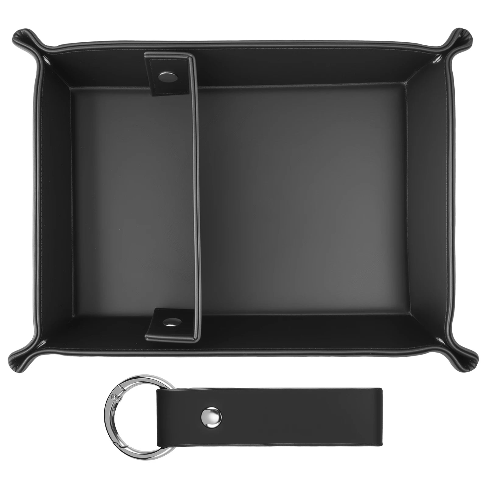 Faltbare PU Leder Ablageschale (Valet Tray) – Eleganter Desktop- & Nachttisch-Organizer für Schlüssel, Handy, Brille & Accessoires