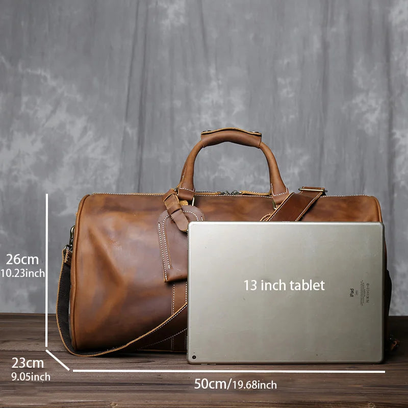 JLFGPJ Bolso de Viaje Retro para Hombre - Große Crazy Horse Leder Reisetasche aus Rindsleder, Bolso de Lona Vintage de un Solo Hombro para Europa y América