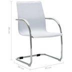 Weißer Freischwinger Bürostuhl aus Kunstleder – Cantilever Office Chair mit Armlehnen & Chromgestell für Büro & Homeoffice