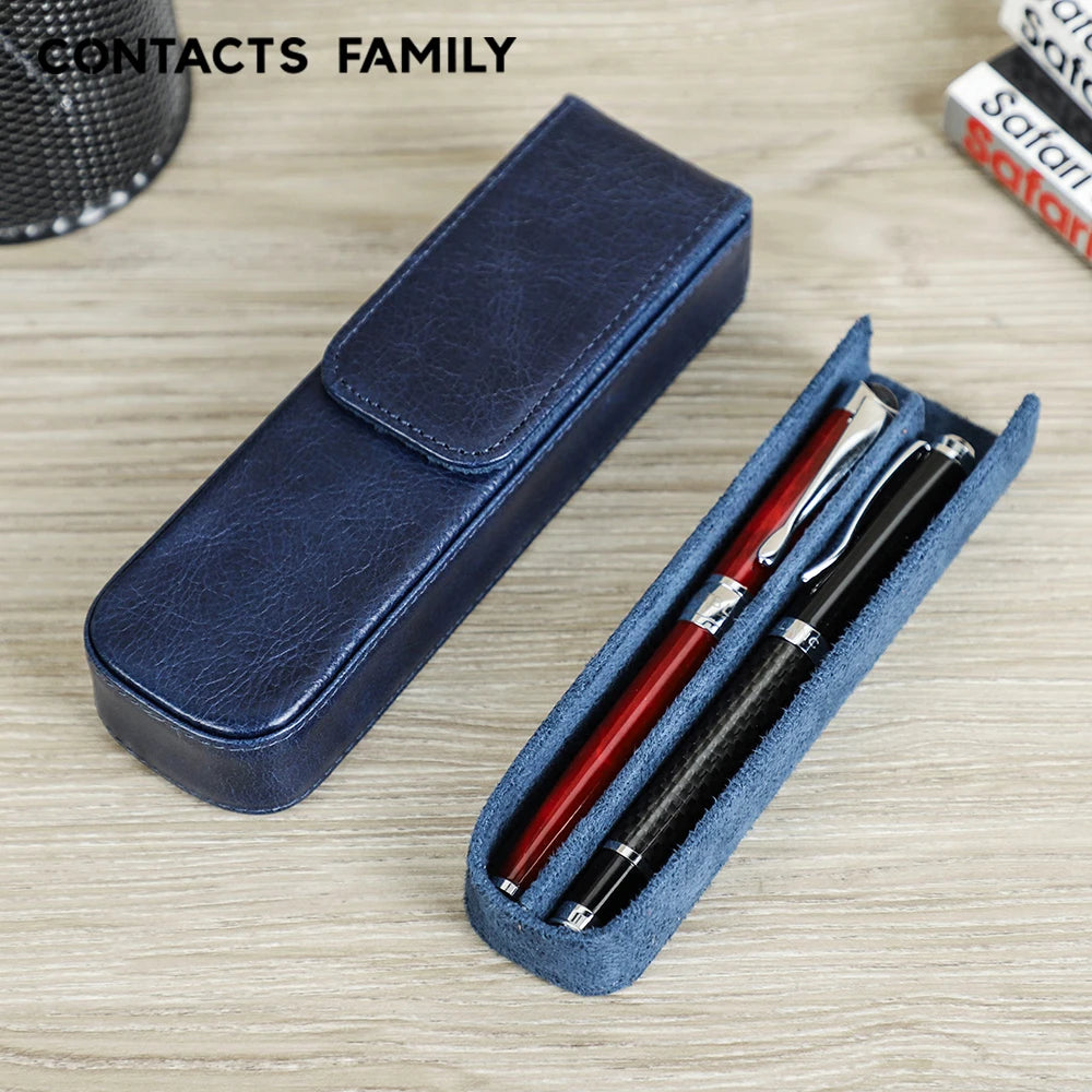 Echtes Leder Füllfederhalter-Etui mit 2 Fächern – Elegantes Pen Case für Reisen, Büro & Schule