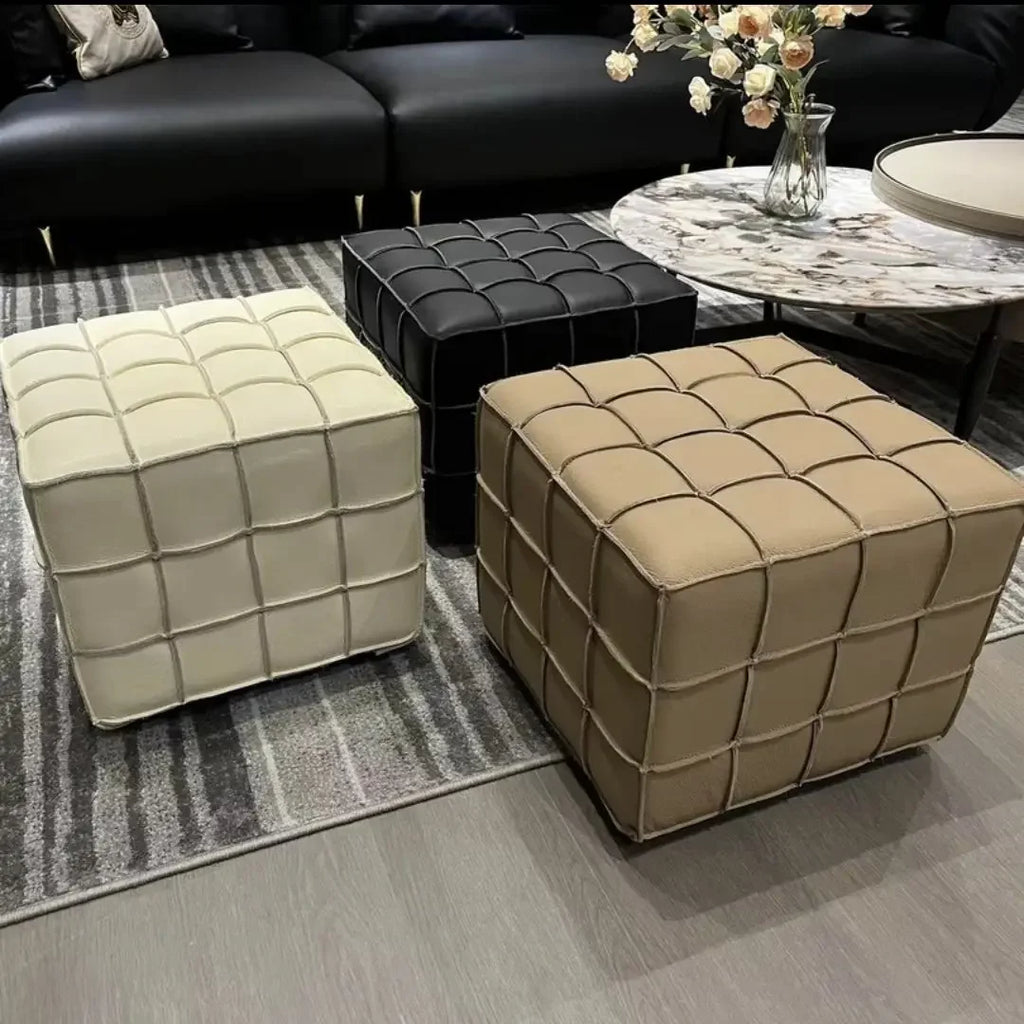 Puzzle Cube Sitzhocker aus PU-Leder – Light Luxury Ottoman & Schuhwechsel-Hocker, platzsparendes Design für Wohnzimmer & Flur