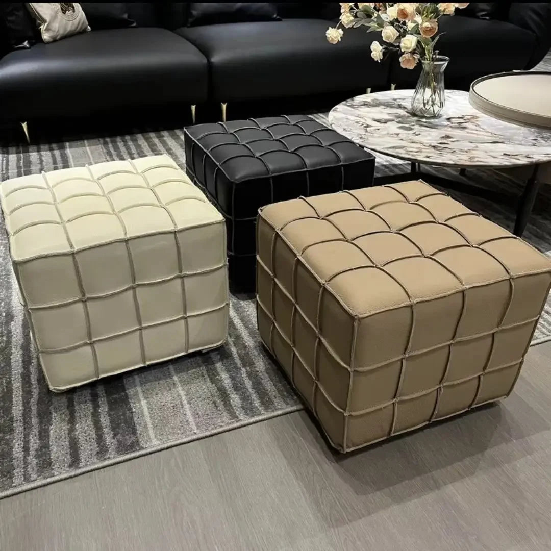 Puzzle Cube Sitzhocker aus PU-Leder – Light Luxury Ottoman & Schuhwechsel-Hocker, platzsparendes Design für Wohnzimmer & Flur