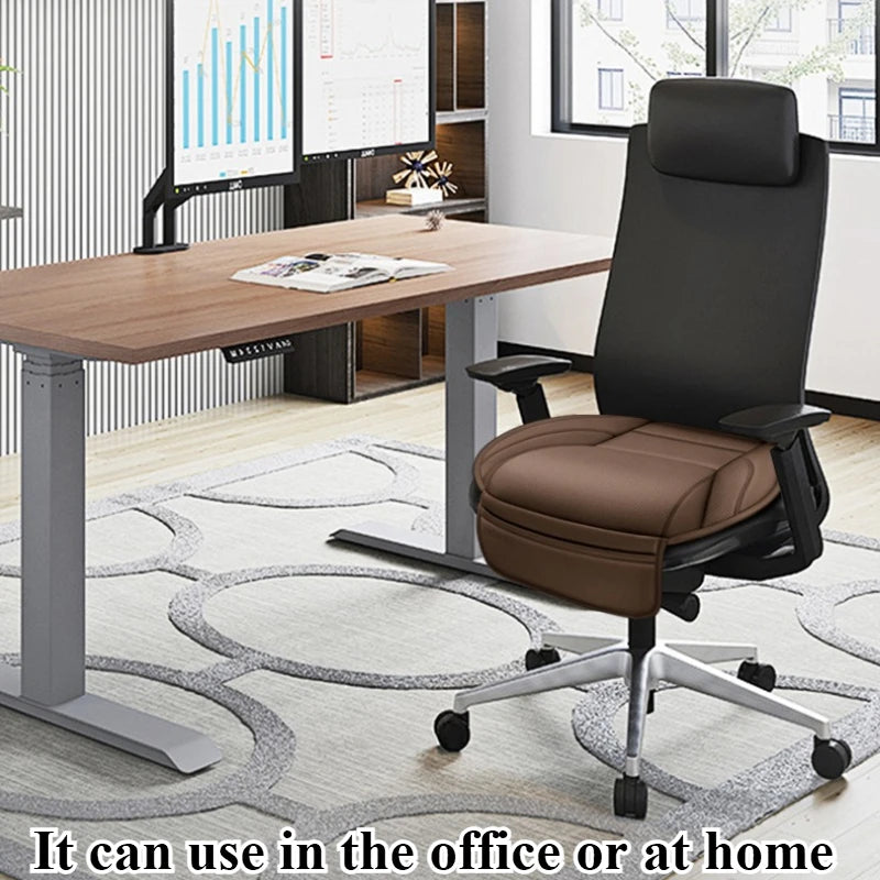 Ergonomisches PU-Leder Auto-Sitzkissen mit Rücken- & Beinunterstützung – Belüftetes Komfort-Sitzpolster mit Staufächern, universell passend