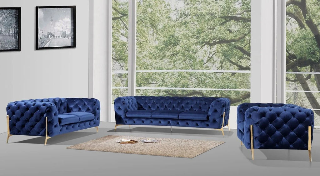 Luxuriöses Chesterfield Samt Sofa Set – Gepolstertes Ecksofa in edlem Design für das Wohnzimmer