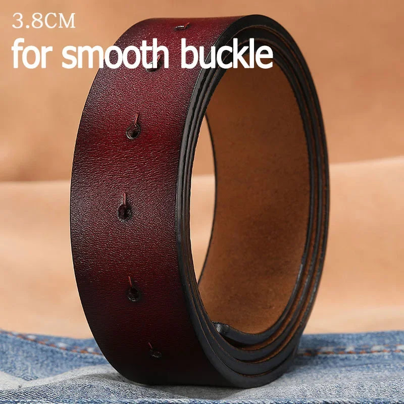 2.8cm 3.0cm 3.3cm 3.5cm 3.8cm Leather Belt Body No Buckle for Smooth Automatic Pin Buckle Belt Strap Without Buckle Men Women