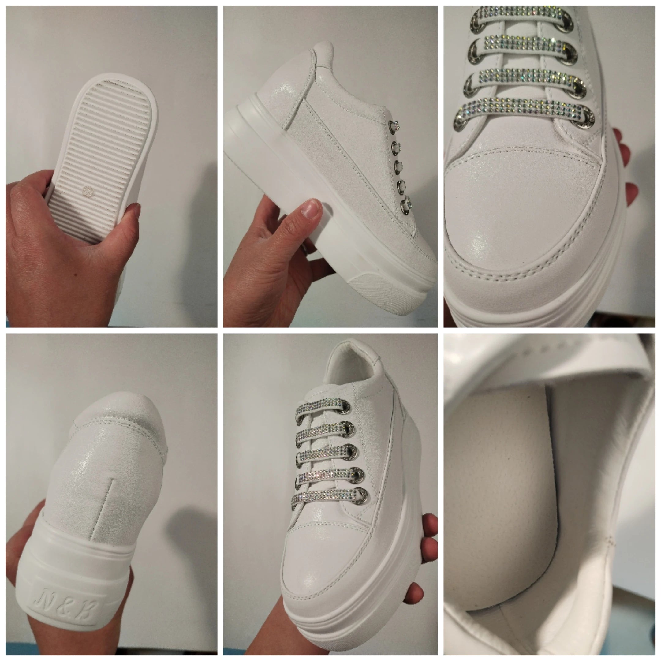 Damen Plateau Sneaker aus echtem Leder – 8 cm Keilabsatz, luxuriöse Schnürschuhe mit Glanzdetails für Frühling, Sommer & Herbst