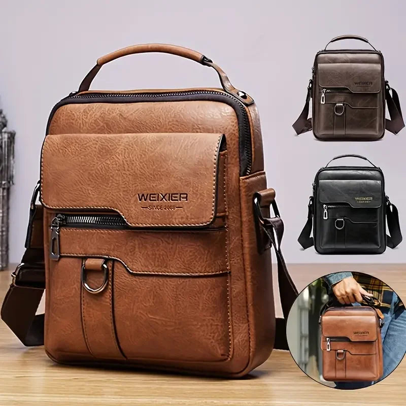 Herren Umhängetasche für 9,7" iPad – PU-Leder Crossbody Bag, Business & Reise, Modischer Messenger Bag