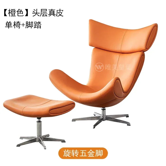 Ergonomischer Designer-Ledersessel im nordischen Stil – Moderner Relax- & Wohnzimmerstuhl mit Komfortschaum für stilvolles Wohnen