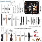Leder Näh- &amp; Werkzeugset - Kit de reparación y costura para manualidades de cuero con gewachstem Faden, Ahle &amp; Groover para aficionados y profesionales 