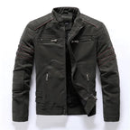 Herren Motorrad PU-Lederjacke mit Fleece-Futter – Vintage Biker Jacke mit Stehkragen &amp; Multi-Taschen pour Herbst &amp; Winter 2025