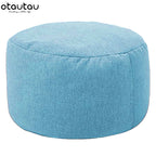OTAUTAU Runder Sitzpouf aus Baumwoll-Leinen (30 cm) – Bean Bag Ottoman mit Füllung, minimalistischer Fußhocker & Tatami Bodensitz
