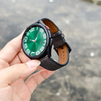 Brazalete de cuero vintage de 20 mm y 22 mm para Samsung Galaxy Watch 4–7 y Xiaomi Redmi Watch – Brazalete clásico para reloj inteligente con diseño dorado 
