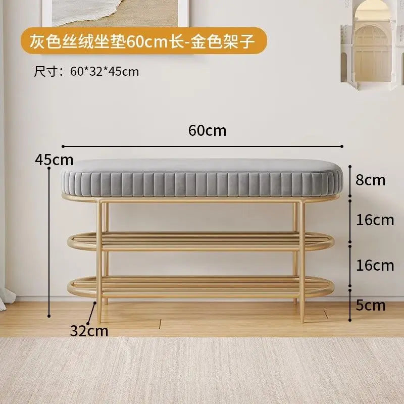 Cremefarbener Schuhhocker & Ottoman aus PU-Leder – Weiche Sitzbank für Flur, Wohnzimmer & Schlafzimmer im modernen Morocco-Stil