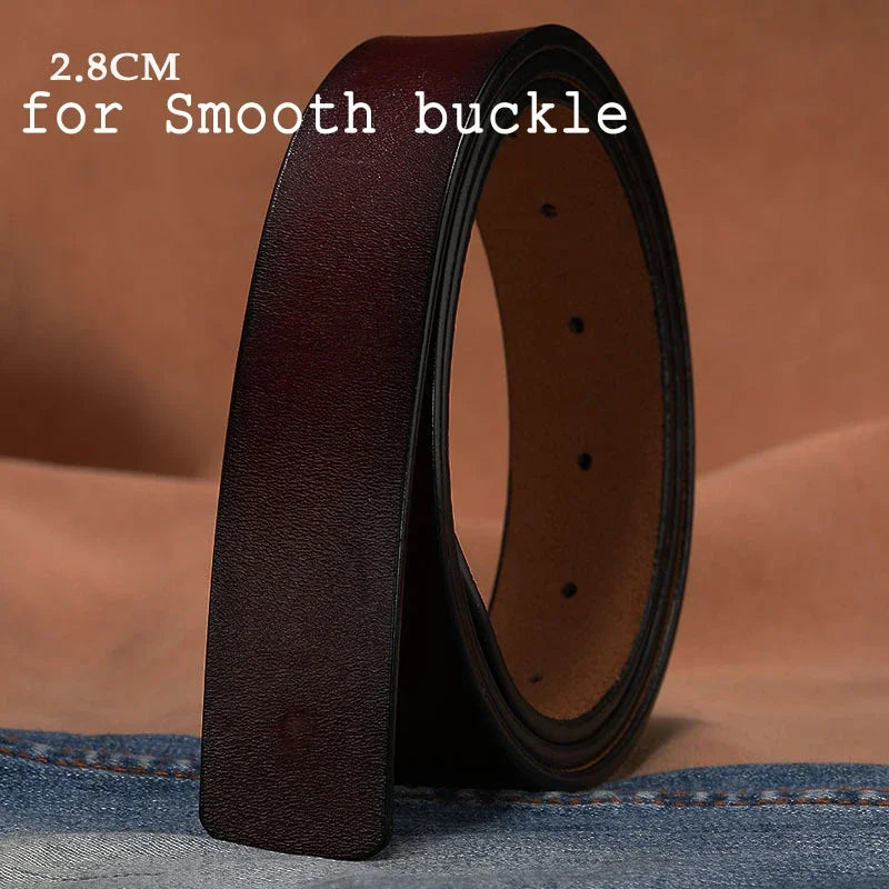 2.8cm 3.0cm 3.3cm 3.5cm 3.8cm Leather Belt Body No Buckle for Smooth Automatic Pin Buckle Belt Strap Without Buckle Men Women