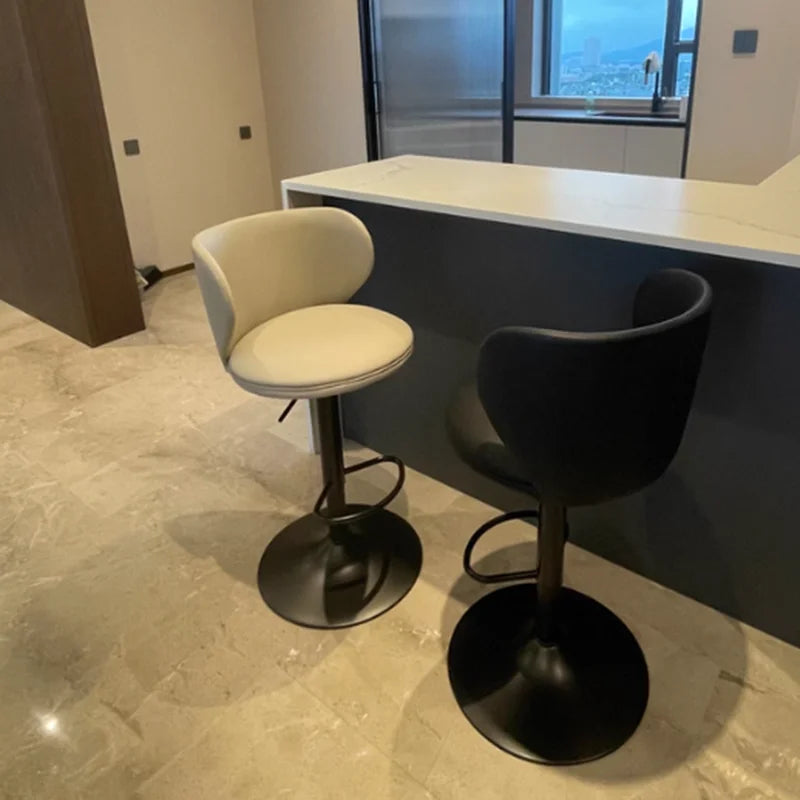 Luxus Leder Barhocker – Moderner minimalistischer Design-Barstuhl, höhenverstellbar & drehbar für Bar, Restaurant und Counter