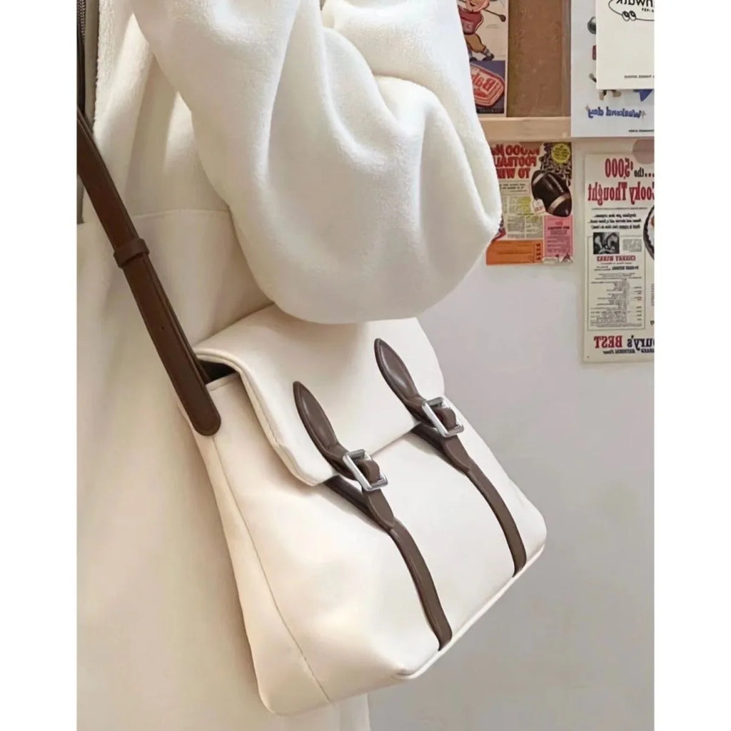 IMYOK Vintage Damen Schultertasche – Große PU-Leder Tote Bag, Messenger Bag für College, Arbeit & Alltag